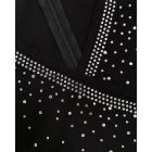 Chiffon Long Sleeve V-Neck Bodycon Dress Rhinestone Decor Mini Dress