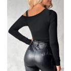 Long Sleeve Slim Fit Tops Casual Cold Shoulder Buckled Blouse Shirts