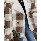 Plaid Print Double Breasted Teddy Coat