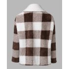 Plaid Print Double Breasted Teddy Coat