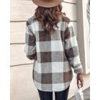 Plaid Pattern Turn-down Collar Button Front Teddy Coat