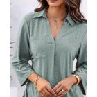 V-Neck Roll Up Sleeve Hollow-out Drawstring Mini Dress Vacation Dress