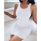 Ribbed Scoop Neck Sleeveless Tank Dress Bodycon Dress