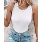 O-Neck Knit Sleeveless Basic Slim Fit Tummy Control Tank Casual Top