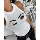Eyelash Print Casual Tank Top