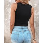 ChicMe Built-in Bra 2 Piece Crewneck Tank Top Terry Towelling Lined Sleeveless Slim Fit Layering Shirt Tops