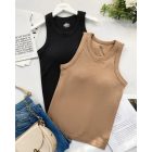 ChicMe Built-in Bra 2 Piece Crewneck Tank Top Terry Towelling Lined Sleeveless Slim Fit Layering Shirt Tops
