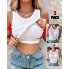 ChicMe Built-in Bra 2 Piece Athletic Tank Tops for Women Ribbed Tank Top