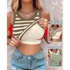ChicMe Built-in Bra 2-Pack Striped Round Neck Built-in Bra Ribbed Tank Top