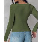 ChicMe Built-in Bra 2 Piece U-Neck Long Sleeve Athletic Tank Tops with Built-In Bras Ribbed Design Casual Pack Top