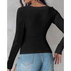 ChicMe Built-in Bra 2 Piece U-Neck Long Sleeve Athletic Tank Tops with Built-In Bras Ribbed Design Casual Pack Top