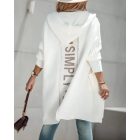Letter Heart Pattern Long Cardigans Knitted Open Front Oversized Hooded Outerwear Sweater Coat