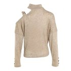 Chain Strap Cold Shoulder Button Decor Top