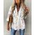 Floral Pattern Long Sleeve Shirt Eyelet Embroidery Pocket Design Blouse Top