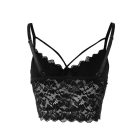 V-Neck Lace Crop Cami Top Spaghetti Strap Two Layer Bralette Bustier Tops