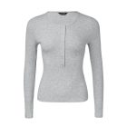 Long Sleeve Top Button Down Slim Fit Tops Crewneck Ribbed Knit Shirt