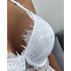 Eyelash Lace V-Neck Skinny Crop Top