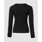 Butterfly Lace Pattern Long Sleeve Top Crewneck Hollow Out Slim Fit Shirt Top