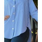 Striped Turn-down Collar Long Sleeve Blouse Casual Button Down T Shirts Top