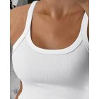 Scoop Neck Spaghetti Strap Ribbed Top Casual Sleeveless Slim Fit Tank