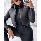 Lightweight Cropped Puffer Vest Quilted Padded Zip Up Sleeveless Jacket
