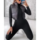 Lightweight Cropped Puffer Vest Quilted Padded Zip Up Sleeveless Jacket