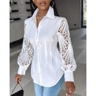 Off Shoulder Layered Ruffles Button-down Asymmetrical Hem Top