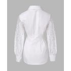 Off Shoulder Layered Ruffles Button-down Asymmetrical Hem Top