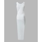 Side Slit Drawstring Ruched Bodycon Casual Sun Maxi Dresses Sleeveless Ribbed Tank Dress
