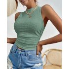 Eyelet Embroidery Textured Ruched Tank Top