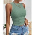 Eyelet Embroidery Textured Ruched Tank Top