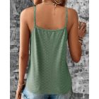 Chain Decor Eyelet Embroidery Lace Patch Tank Top