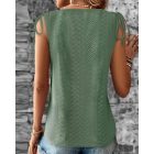 Eyelet Embroidery Chain Decor Drawstring Tank Top