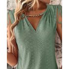 Eyelet Embroidery Chain Decor Drawstring Tank Top