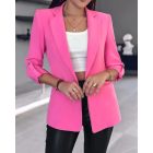 Notched Collar Roll Up Sleeve Blazer Coat