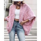 Colorful Waffle Knit Open Front Coat Batwing Long Sleeve Cardigan