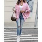 Colorful Waffle Knit Open Front Coat Batwing Long Sleeve Cardigan