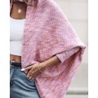 Colorful Waffle Knit Open Front Coat Batwing Long Sleeve Cardigan