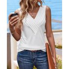 V-Neck Sleeveless Ruched Tank Casual Slim Fit Top