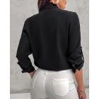 Roll Tab Sleeve Button Down Contrast Sequin Shirt