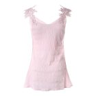 Lace Patch V-Neck Textured Casual Tank Top