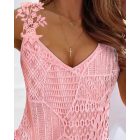 Lace Tank Tops V Neck Fashion Casual Sleeveless Blouse