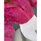 Pearls Decor Buttoned Lace Top