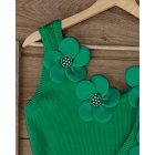 1PC Floral Pattern Beaded Decor Knit Tank Top Sleeveless Shirt