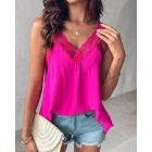 V-Neck Contrast Lace Tank Top