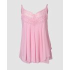 Floral Pattern Lace Patch Ruched Scallop Trim Cami Top