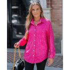 Allover Sequin Button-down Long Sleeve Shirt Top