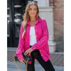 Allover Sequin Button-down Long Sleeve Shirt Top
