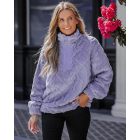 Argyle Pattern Zipper Design Fuzzy Sweatshirt