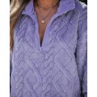 Argyle Pattern Zipper Design Fuzzy Sweatshirt